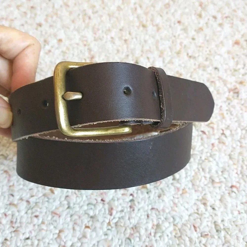 Abercrombie & Fitch Belt Mens 30 Brown Genuine Cow Leather Brass Buckle India